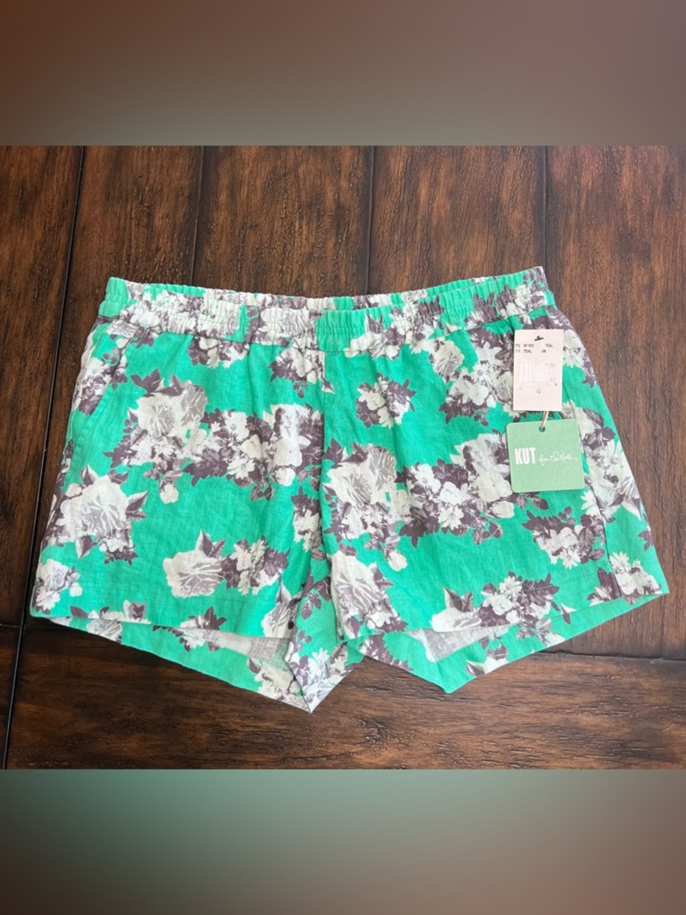KUT from the Kloth Size 10 Women's Floral Green Linen Shorts Classic Preppy